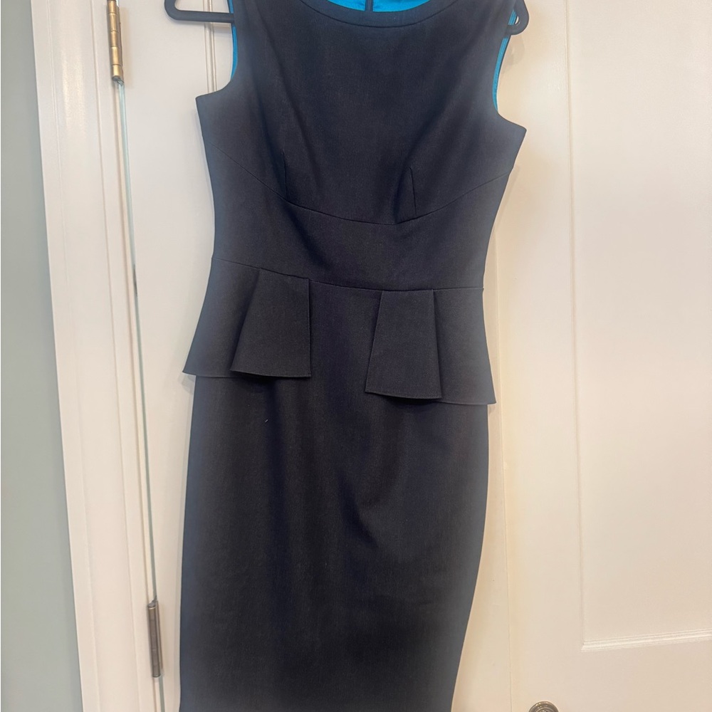 Tahari Black Midi Dress with Peplum